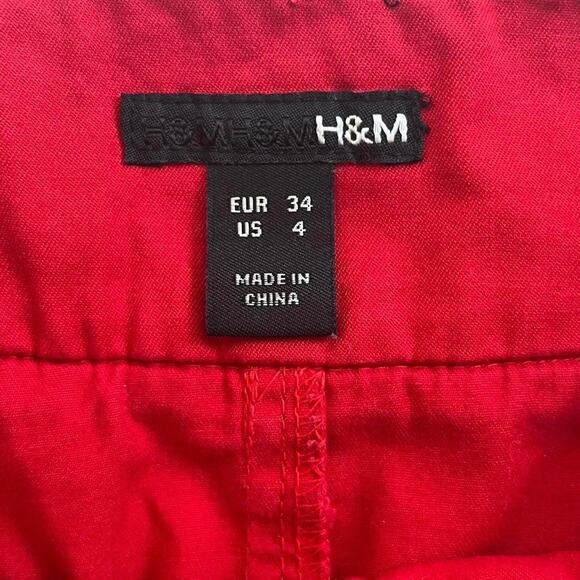 H&M A-Line Skirt Size 4 Red Front Pockets Twee - Picture 4 of 6